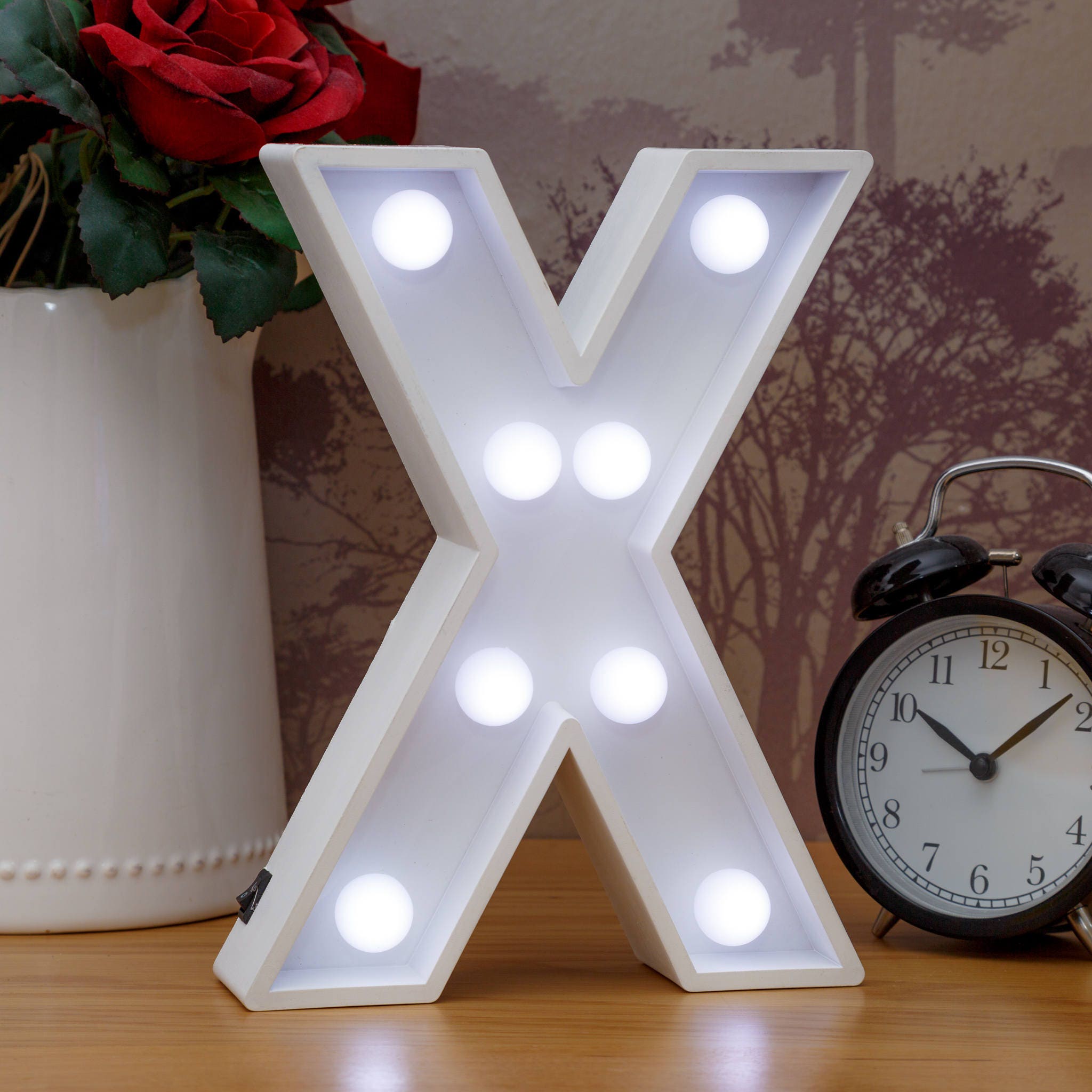 Light up Letters X Marquee Letters LED Bedside Lamp White Etsy UK