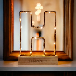 Personalised Light Up Letter Light H | Custom Name Copper Light Up Letter H | LED Alphabet Room Light Idea | Gift For The Home Decor
