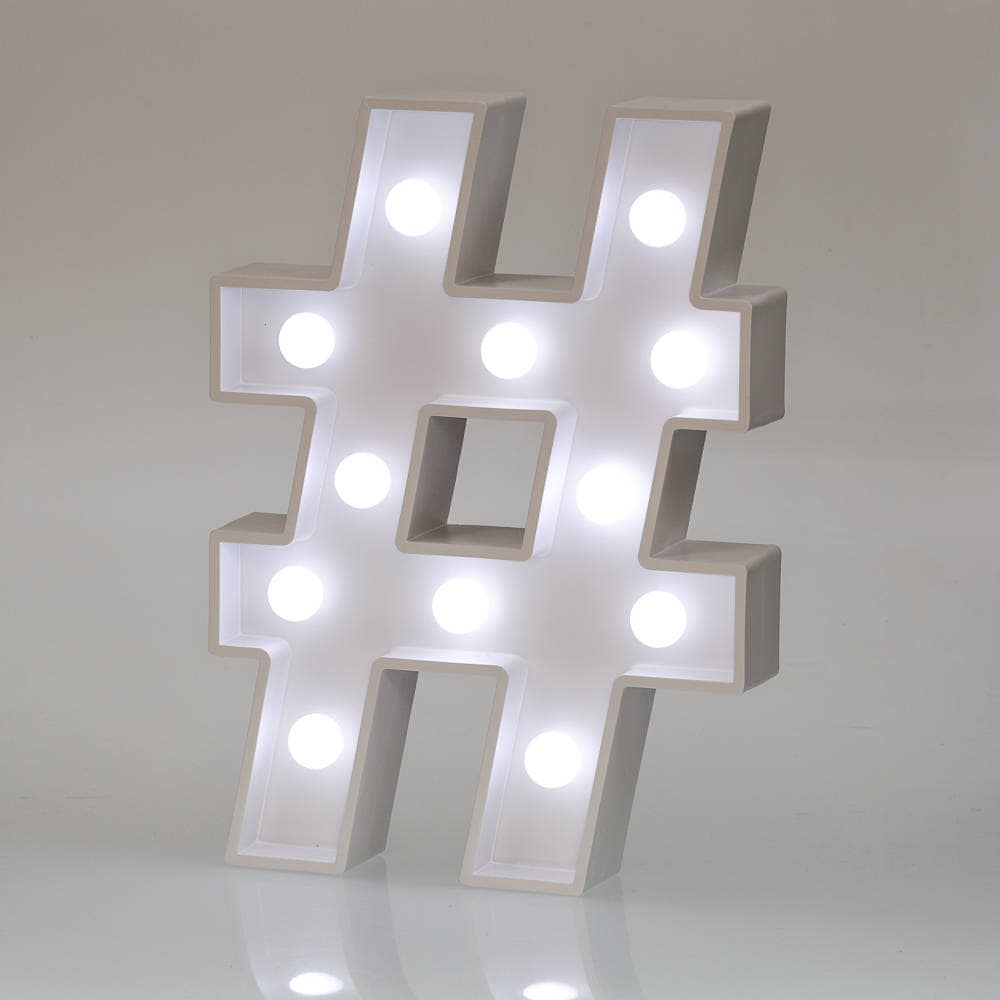 Light Up Hashtag Sign 30cm 12 high Illuminated Etsy