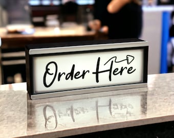 LED Light Up Order Here Sign – Countertop Display