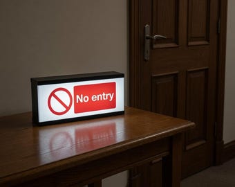 Light Up No Entry Sign - Table And Wall Lightbox - Illuminated Business Restaurant Party Directional Not Allowed Indicator