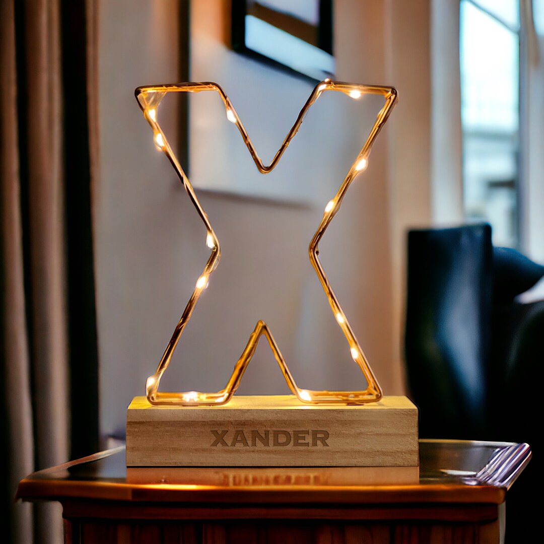 Personalised Light up Letter Light X | Custom Name Copper Light up ...