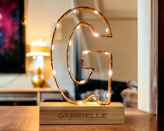 Personalised Copper LED Letter Light | Custom Engraved Name, Initial G