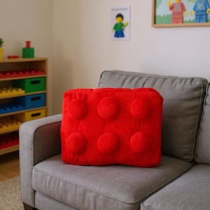Building Brick Plush Cushion: Retro Kids Room Decor