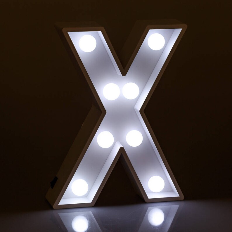 Light up Letters X Marquee Letters LED Bedside Lamp White Etsy UK