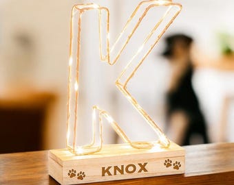 Personalised Pet Initial Light K | Custom Engraved Name Plaque