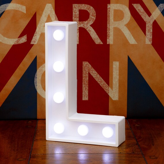 Light Up Letters L Marquee Letters LED Bedside Lamp White Etsy