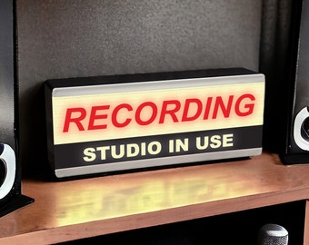 Light Up Recording Studio In Use Sign - Illuminated Music Entertainment Room Light - DJ Lighting Ambient Retro Wall Home Studio Light Box