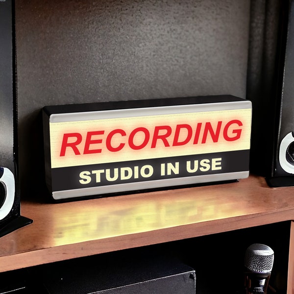 Light Up Recording Studio In Use Sign - Illuminated Music Entertainment Room Light - DJ Lighting Ambient Retro Wall Home Studio Light Box