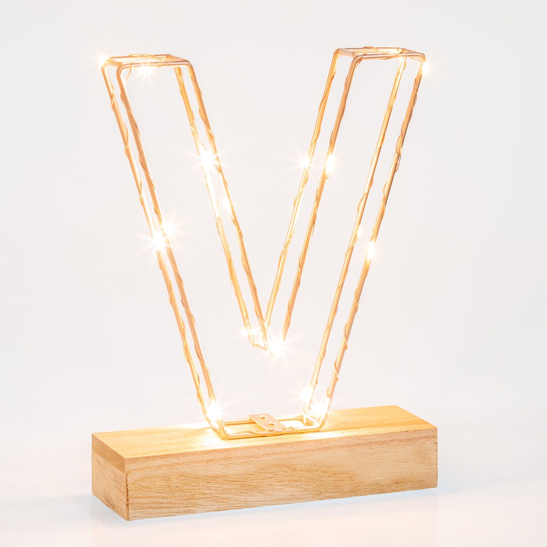 Light up Letter V Custom Name Copper Light up Letter Etsy Canada