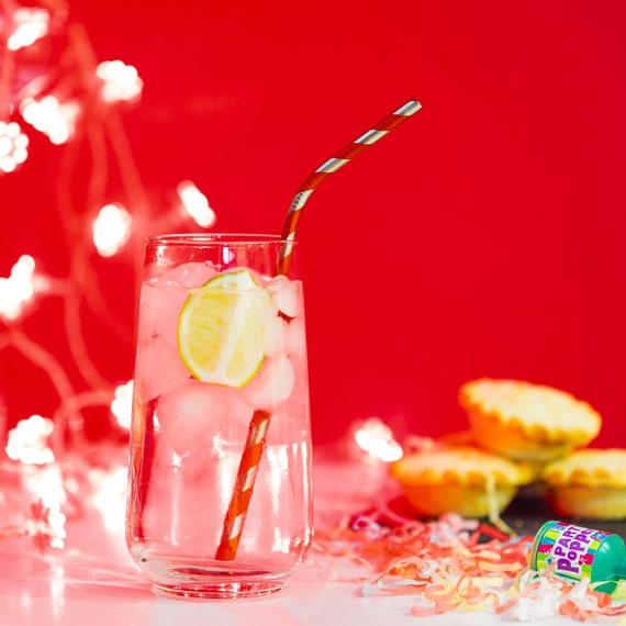 Striped Metal Straws Set | Retro Diner Party Straws