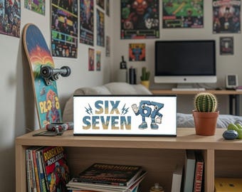 Light Up 67 Six Seven Sign - Illuminated Meme Brainrot Trend Lamp - Teen Decor