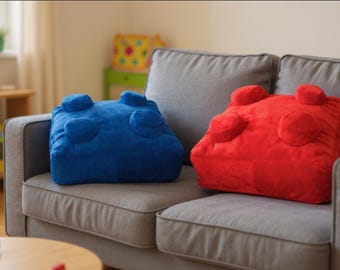 Building Brick Cushion Set | Retro Plush Pillows, Kids Room Decor
