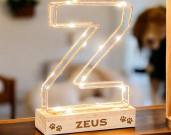 Personalised Pet Initial Light | Custom Paw Print Name Plaque