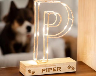 PersonaliSed Pet Paw Print Initial Light P | Custom Pet Name Plaque