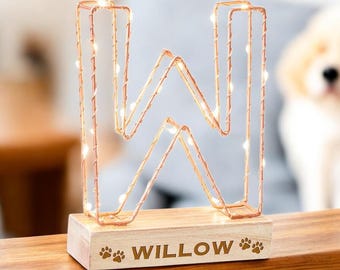 Personalized Pet Initial Light | Paw Print Keepsake, Custom Name Plaque