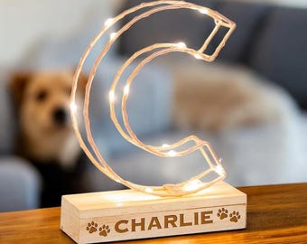 Personalised Pet Initial Light C | Paw Print Keepsake, Pet Memorial