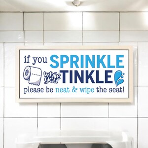 Wall Art Framed Print Home Sprinkle Tinkle Toilet |If You Sprinkle Funny Saying Toilet Bathroom | Washroom Lavatory Decor | Be A Sweetie