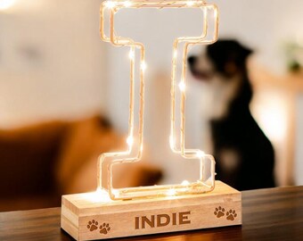 Personalised Pet Paw Print Initial Light | Custom Dog Memorial