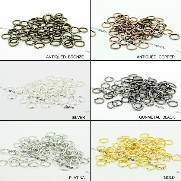 4mm ~ 8mm Solid Brass Jump Rings Plated Silver Gold Platina Gunmetal Antiqued Copper Bronze