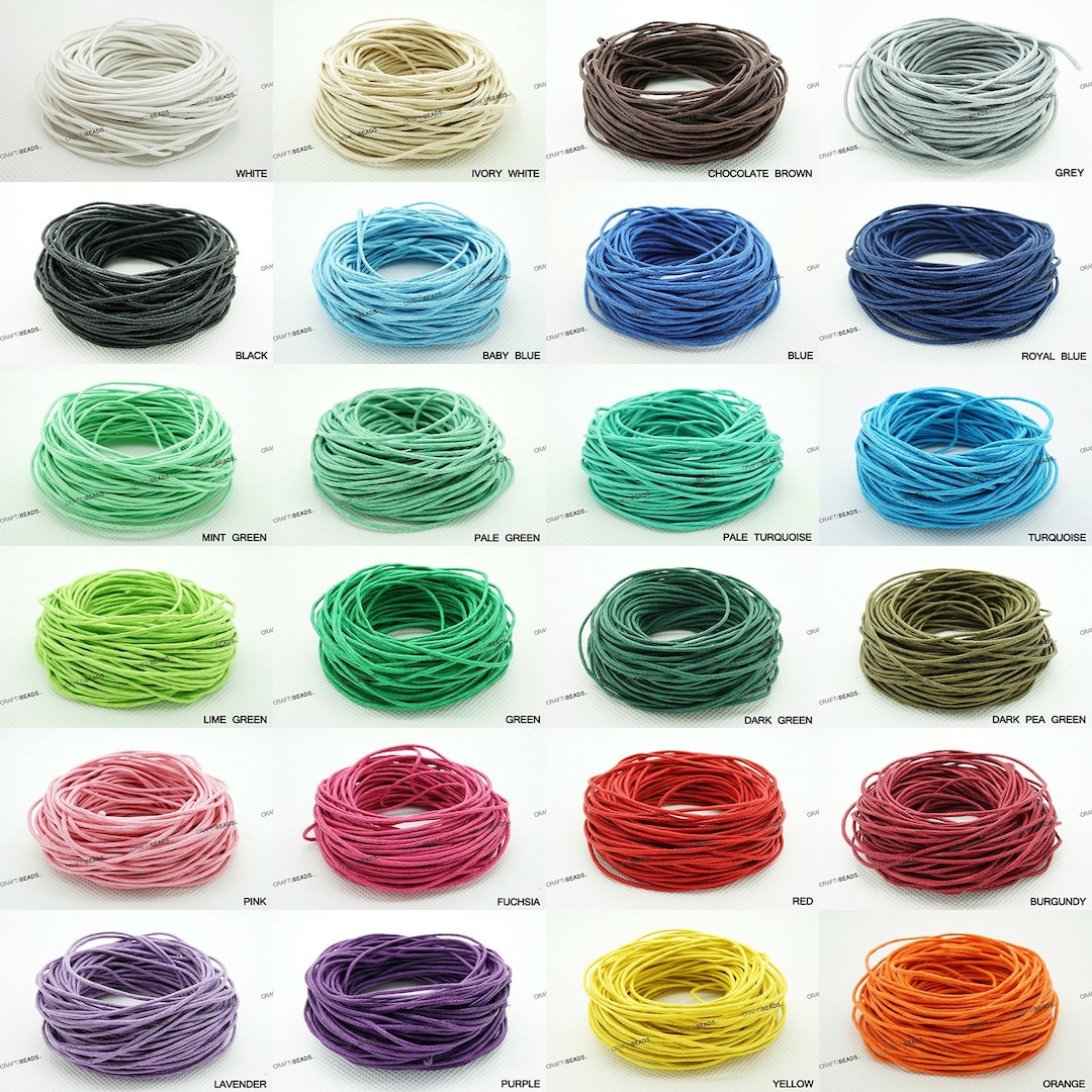 1.5MM Waxed Polished Cotton Braided Cord Macrame Beading Artisan String ...