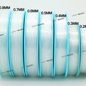 0.2MM 0.3MM 0.4MM 0.5MM 0.6MM 0.7MM 0.8MM - Non Elastic Clear Crystal Beading Thread String Cord Fishing Line
