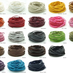 3MM x 1.5MM One Side PU Leather Covered Faux Suede Cord Lace Bracelet Necklace Making String - You Pick Color!