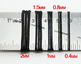 0.4MM 0.8MM 1MM 1.5MM 2MM - Black Chinese Knot Nylon Shamballa Macrame Braiding Cord Beading Braided String Thread