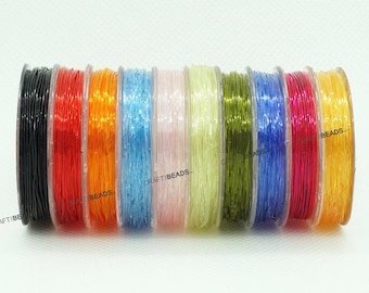 Filo elastico per perline rotondo in cristallo da 0,6 mm, assortito, 10 bobine