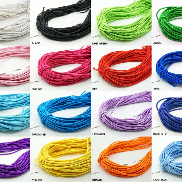 2MM Nylon Coated Round Elastic Cord Stretch Stretchable Beading Mala Craft String - 20 Yards