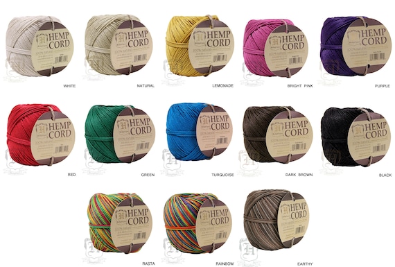 1MM Polished Hemp Twine Ball Hemptique Cord Solid Variegated Macrame Artisan Craft String 20lbs - 400ft Ball