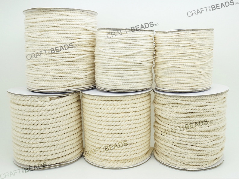 1MM 1.5MM 2MM 3MM 4MM 5MM  Natural White Cotton Twisted Cord image 1