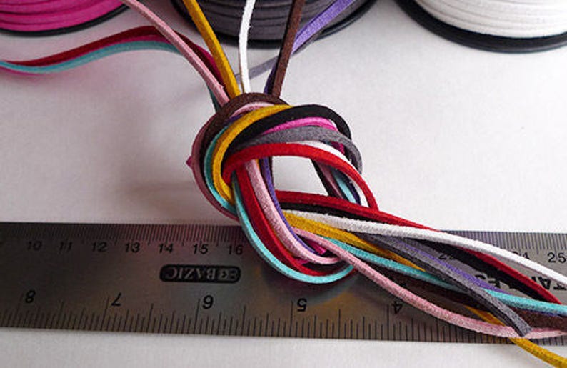 3MM x 1.5MM Faux Suede Cord Leather Lace Beading String Bracelet Necklace Making 10yards Skein You Pick Color image 3