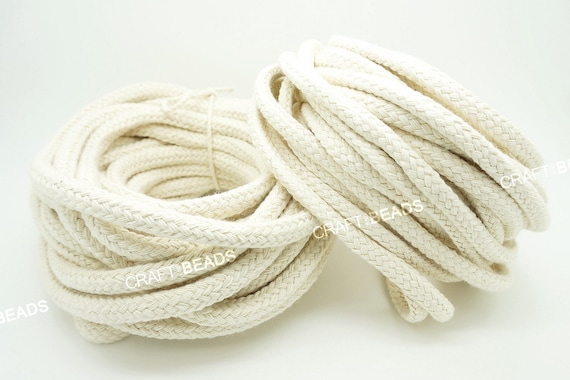 8MM 10MM Natural White 100% Cotton Hollow Braided Cord Rope Craft