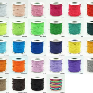 1MM Nylon Coated Round Elastic Cord Stretch Beading Mala String - Choose Color!