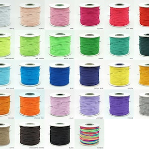 1MM Nylon Coated Round Elastic Cord Stretch Beading Mala String - Choose Color!