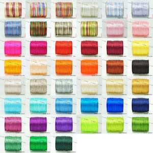 1MM Bugtail Satin Cord Shamballa Macrame Nylon Kumihimo Trim Variegated String 210 Foot Spool - Pick Your Color!
