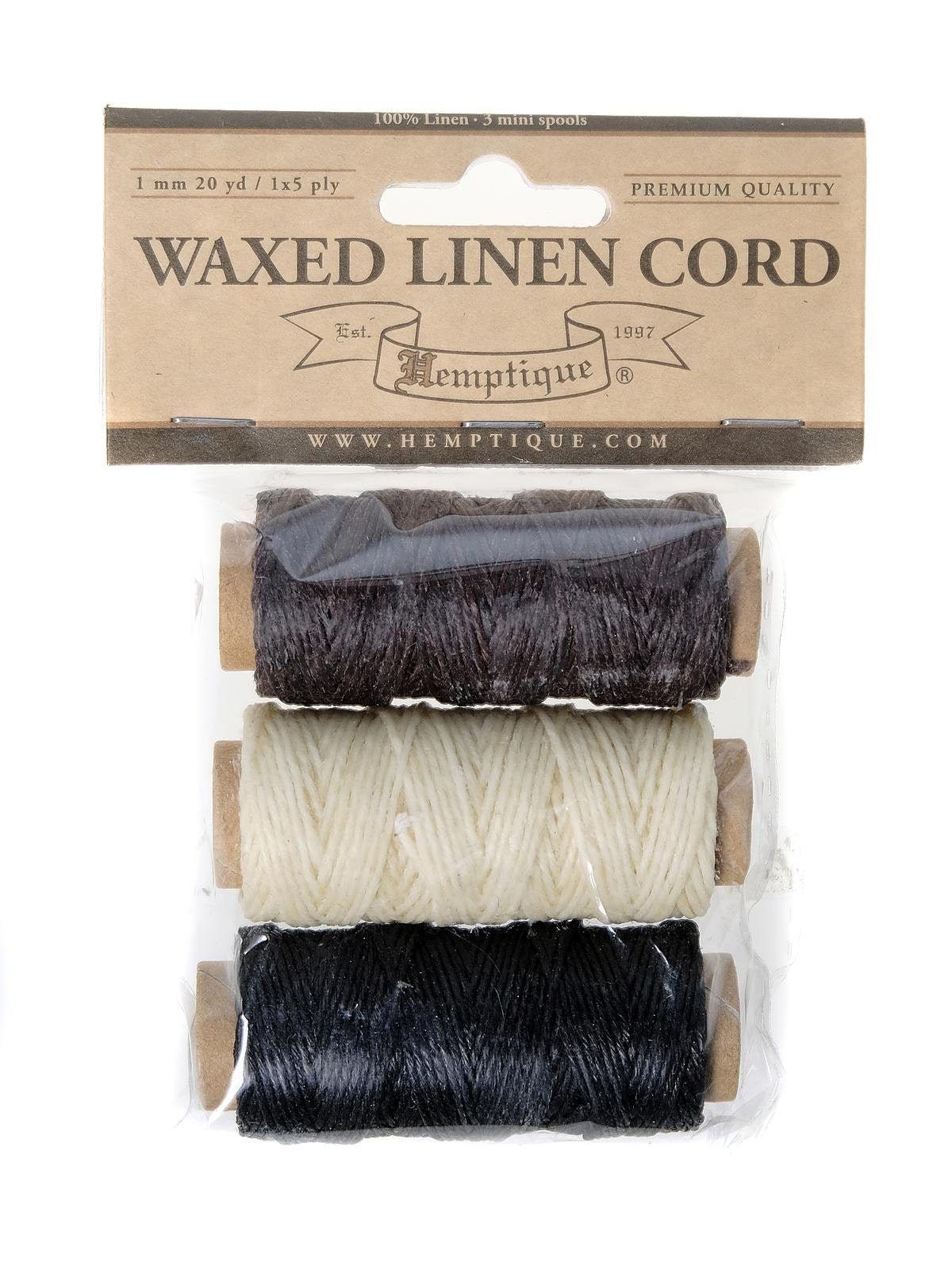 Lineco Waxed Genuine Linen Thread, 20 Yards, Pack of 3 Spools