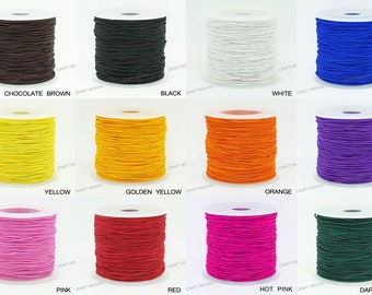 0.8MM Nylon Coated Round Elastic Cord Stretch Beading Mala String 75yards Spool - Choose Color!