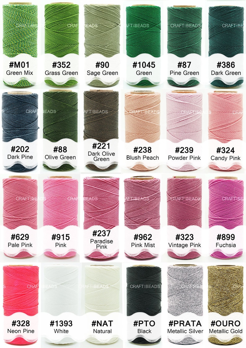 126 Colors Linhasita 1MM Waxed Polyester Cord Macrame Knotting String Leather Sewing Beading Metallic Artisan Thread 188yd Spool SET 1 image 5