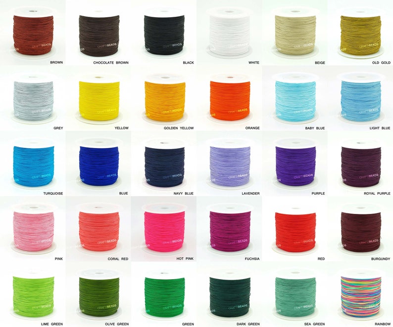 0.4MM Chinese Knot Nylon Cord Shamballa Macrame Beading Kumihimo String Pick Your Color image 2