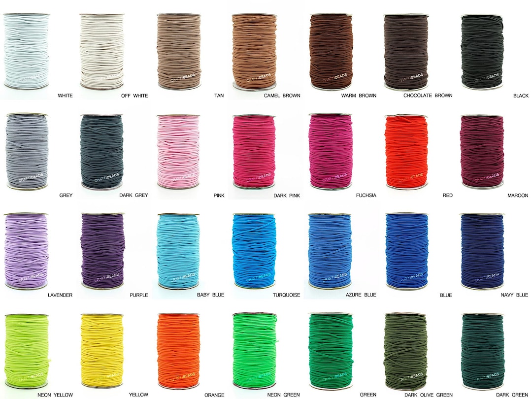 2MM Nylon Coated Round Elastic Spandex Cord Rubber Stretch String Mala ...