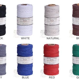 2MM Solid Polished Hemp Twine Hemptique Cord Macrame String Artisan Thread 48lbs - 205ft Spool