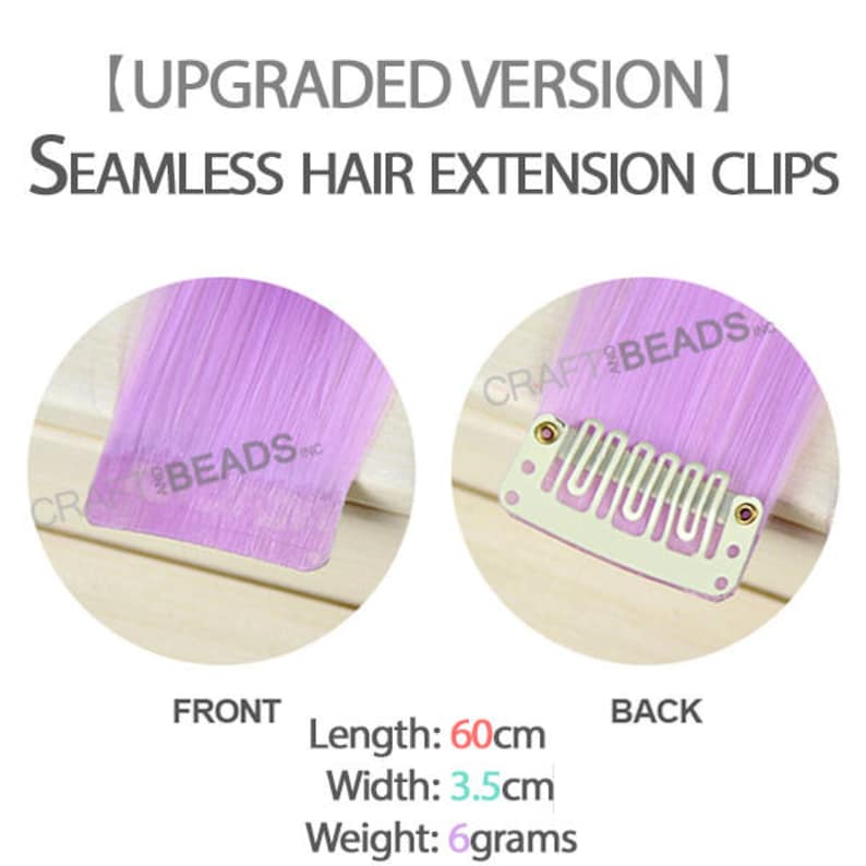 24 Seamless Straight Synthetic Hair Extension Clip In On Party Solid Color image 2