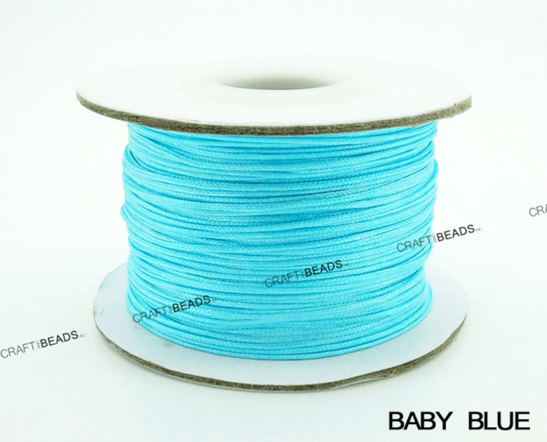 0.8MM Chinese Knotting Nylon Braided Cord Shamballa Macrame Beading Kumihimo Leather Sewing String 50yards Spool image 6