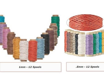 12 Mini Spool Set - 0.5MM 1MM Hemptique Polished Hemp Cord Twine Macrame String