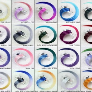 24&quot; Seamless Straight Synthetic Hair Extension Clip In On Party - Variegated Unique Custom Dye!