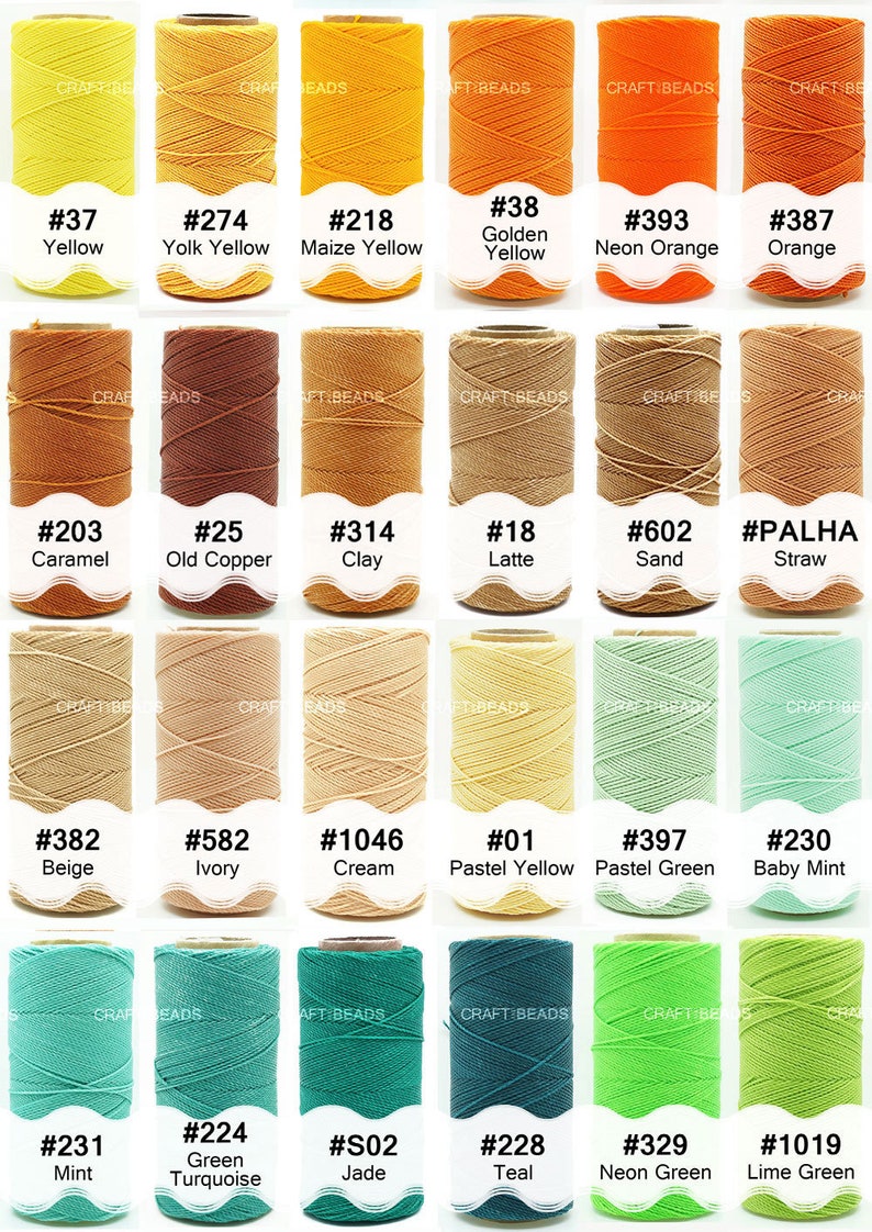 126 Colors Linhasita 1MM Waxed Polyester Cord Macrame Knotting String Leather Sewing Beading Metallic Artisan Thread 188yd Spool SET 1 image 4