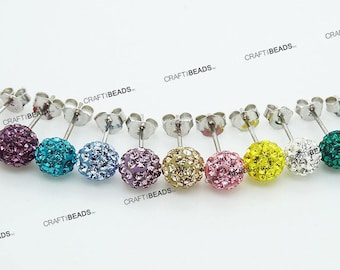 Amazon Silver Glitter Ball Earrings 6MM Swarovski Crystal