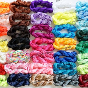 1MM Chinese Knot Nylon Shamballa Macrame Braiding Cord Beading String 30 yards Skein - Pick Your Color